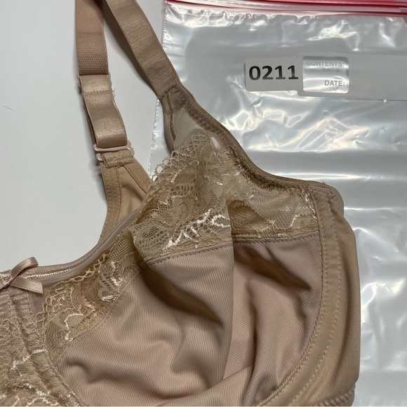 Lilyette Minimizer Bra 36DD Unlined Wired No Padding Full Coverage Mesh Beige - Picture 7 of 9